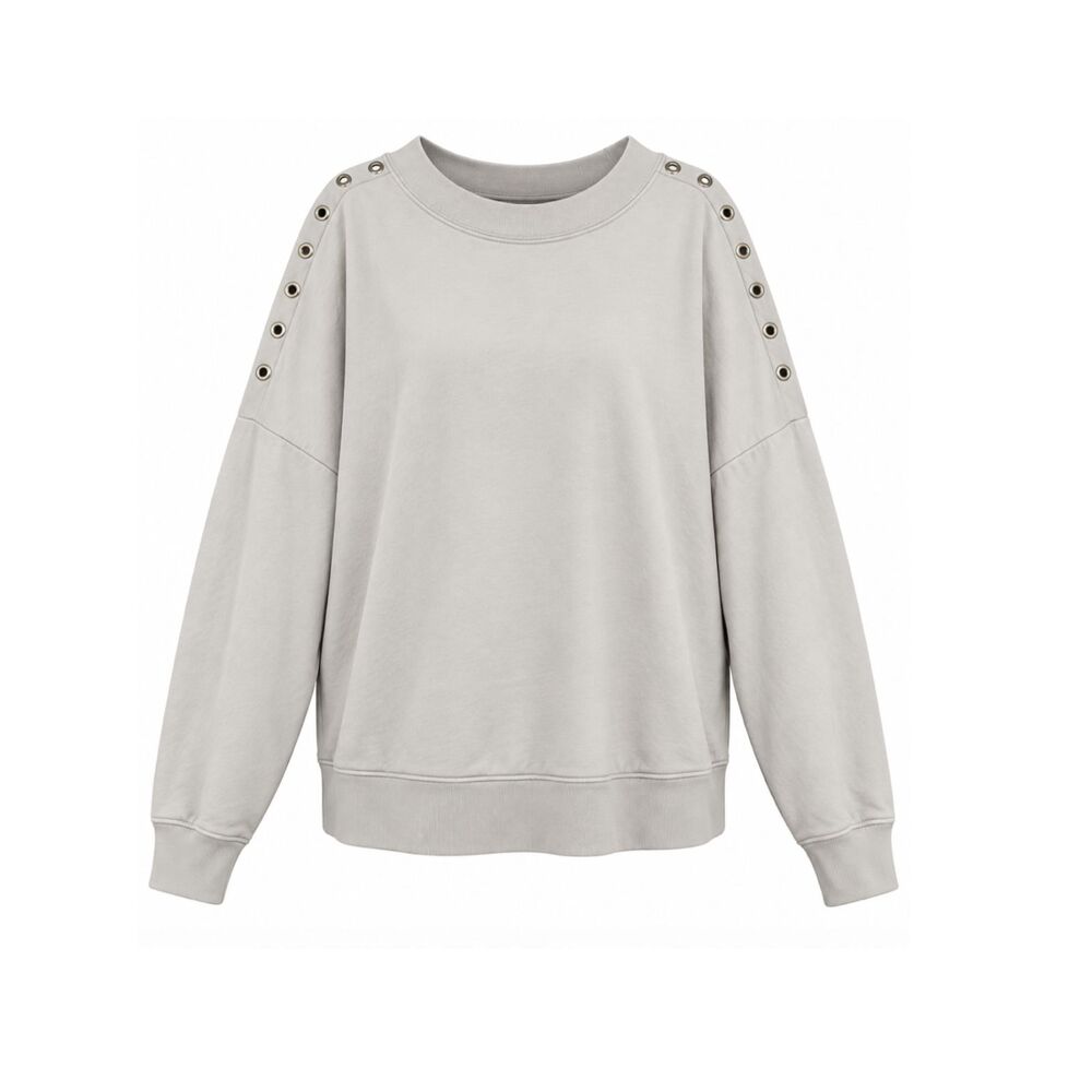AllSaints Cream Ribbed Funnel Neck Sweatshirt